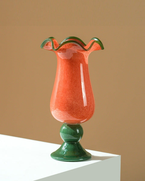 Contemporary Vase for Modern Home Decor, Unique Modern Glass Vase, Modern Glass Flower Vases, Handmade Liuli Vases, Centerpiece Vases on Table-Grace Painting Crafts