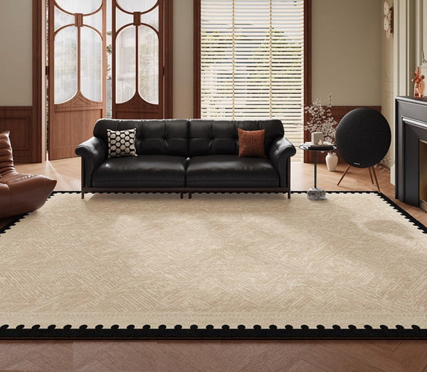 Modern Rugs for Dining Room, Mid Century Modern Rugs Next to Bed, Contemporary Rugs for Bedroom, Cream Modern Carpets for Living Room-Grace Painting Crafts