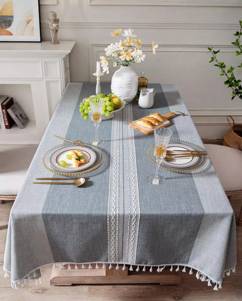 Country Farmhouse Tablecloth, Large Rectangular Tablecloth for Oval Table, Rustic Table Covers for Kitchen, Cotton and Linen Tablecloth for Dining Room Table-Grace Painting Crafts