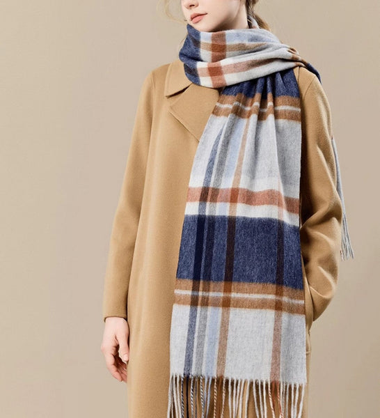 Soft Cashmere Scarf for Women, Checked Scarf Winter Wool Scarf, Elegant Wool Scarves, Warm Winter Scarf, Cold Weather Scarf, Holiday Scarf, Fashion Scarf, Christmas Gifts for Her-Grace Painting Crafts