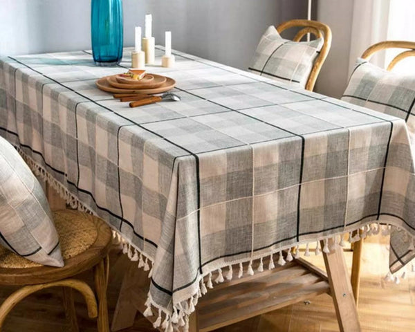 Rectangular Tablecloth for Oval Table, Cotton and Linen Tablecloths, Kitchen Rectangular Table Covers, Farmhouse Table Cloths for Dining Room-Grace Painting Crafts