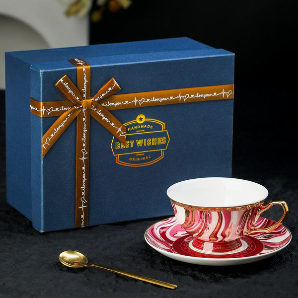 Elegant Porcelain Coffee Cups, British Royal Tea Cup and Saucer Set in Gift Box, Vintage Ceramic Tea Cup and Saucer Set, Porcelain Tea Cup and Saucer Set-Grace Painting Crafts