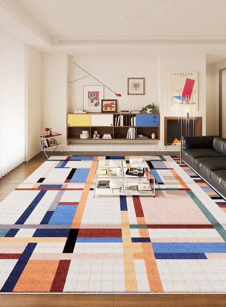 Modern Carpets for Office, Abstract Modern Rugs, Contemporary Modern Rugs Next to Bed, Geometric Modern Rugs under Dining Room Table-Grace Painting Crafts