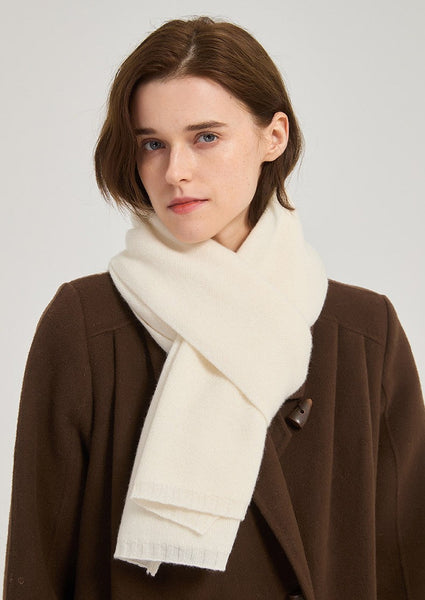 Modern Wool Scarf for Women, Cold Weather Scarves, Winter Cashmere Scarf, Casual Scarf for Women, Birthday Gift for Girl, White Soft Wool Scarf for Women-Grace Painting Crafts
