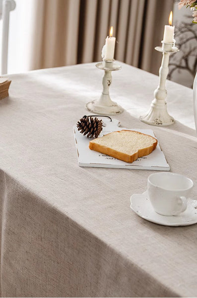 Simple Linen Rectangle Table Cover for Dining Room Table, Large Brown Tablecloth for Home Decoration, Modern Table Cloth, Square Tablecloth for Round Table-Grace Painting Crafts