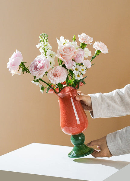 Contemporary Vase for Modern Home Decor, Unique Modern Glass Vase, Modern Glass Flower Vases, Handmade Liuli Vases, Centerpiece Vases on Table-Grace Painting Crafts