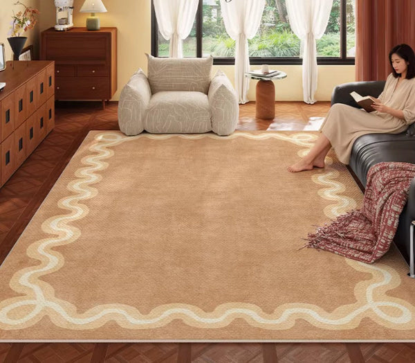 Dining Room Geometric Modern Rugs, Large Modern Rugs for Living Room, Bedroom Modern Rugs, Cream Color Contemporary Modern Rugs-Grace Painting Crafts