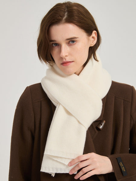 Modern Wool Scarf for Women, Cold Weather Scarves, Winter Cashmere Scarf, Casual Scarf for Women, Birthday Gift for Girl, White Soft Wool Scarf for Women-Grace Painting Crafts