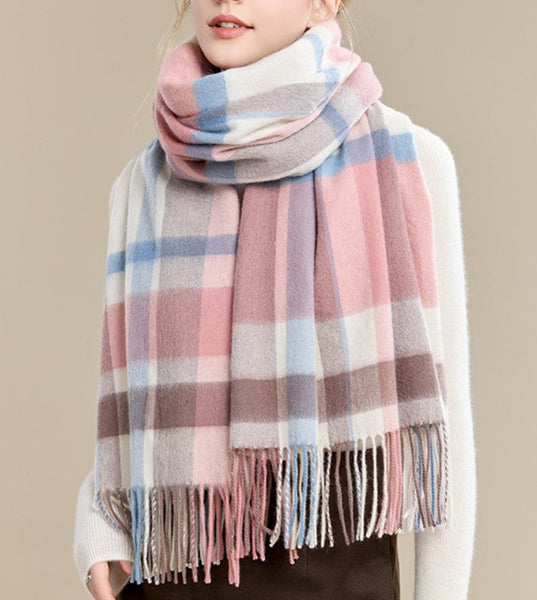 Warm Cape, Gifts for Her, Evening Wrap, Christmas Gift, Large Wool Scarf, Soft Wool Scarf for Women, Checkered Fashion Scarf, Winter Shawl, Elegant Shawl-Grace Painting Crafts