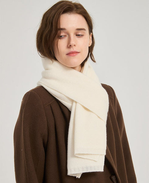 Modern Wool Scarf for Women, Cold Weather Scarves, Winter Cashmere Scarf, Casual Scarf for Women, Birthday Gift for Girl, White Soft Wool Scarf for Women-Grace Painting Crafts