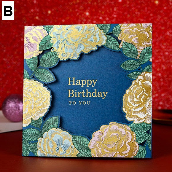 Blue Flower Greeting Cards, Beautiful Greeting Cards to Friends, Creative Birthday Greeting Card, Original Handmade Greeting Cards-Grace Painting Crafts