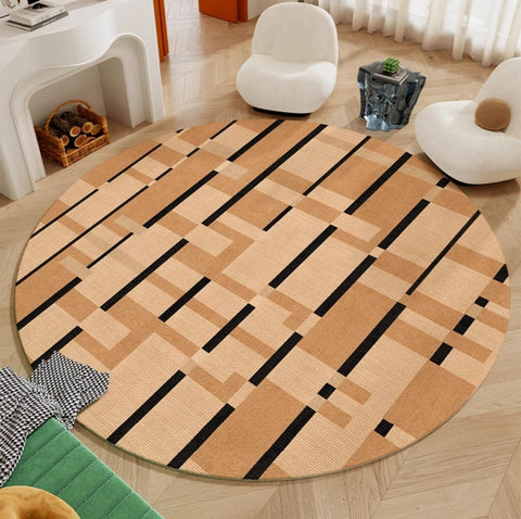 Mid Century Modern Rugs, Geometric Modern Rug Ideas for Living Room, Circular Modern Rugs for Bathroom, Modern Rugs for Bedroom, Round Rugs for Dining Room-Grace Painting Crafts