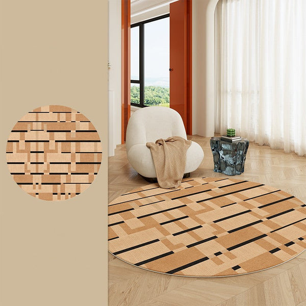 Mid Century Modern Rugs, Geometric Modern Rug Ideas for Living Room, Circular Modern Rugs for Bathroom, Modern Rugs for Bedroom, Round Rugs for Dining Room-Grace Painting Crafts
