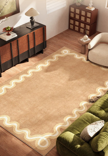 Dining Room Geometric Modern Rugs, Large Modern Rugs for Living Room, Bedroom Modern Rugs, Cream Color Contemporary Modern Rugs-Grace Painting Crafts