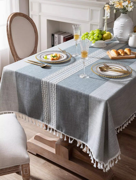 Country Farmhouse Tablecloth, Large Rectangular Tablecloth for Oval Table, Rustic Table Covers for Kitchen, Cotton and Linen Tablecloth for Dining Room Table-Grace Painting Crafts