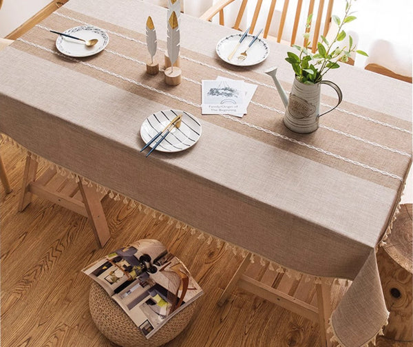 Rectangular Tablecloth for Oval Table, Kitchen Rectangular Table Covers, Modern Table Cloths for Dining Room, Farmhouse Cotton and Linen Tablecloths-Grace Painting Crafts