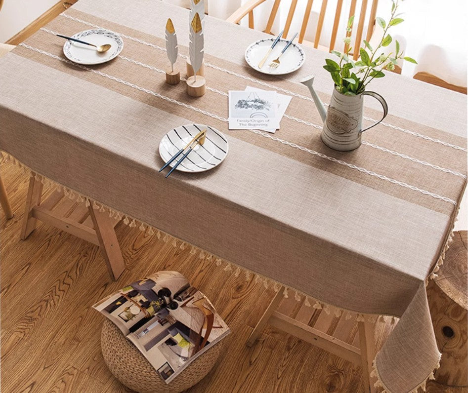 Farmhouse Cotton and Linen Tablecloths, Rectangular Tablecloth for Oval Table, Kitchen Rectangular Table Covers, Modern Table Cloths for Dining Room-Grace Painting Crafts