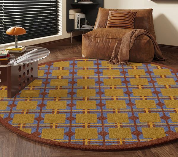 Modern Rugs under Coffee Table, Abstract Contemporary Round Rugs, Modern Rugs for Dining Room, Geometric Modern Rugs for Bedroom