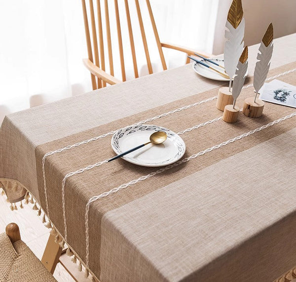 Rectangular Tablecloth for Oval Table, Kitchen Rectangular Table Covers, Modern Table Cloths for Dining Room, Farmhouse Cotton and Linen Tablecloths-Grace Painting Crafts
