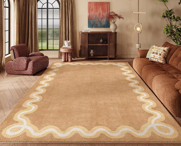 Dining Room Geometric Modern Rugs, Large Modern Rugs for Living Room, Bedroom Modern Rugs, Cream Color Contemporary Modern Rugs-Grace Painting Crafts