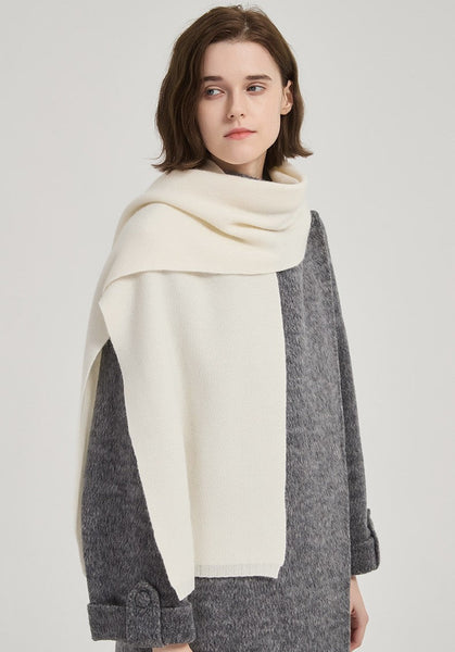 Modern Wool Scarf for Women, Cold Weather Scarves, Winter Cashmere Scarf, Casual Scarf for Women, Birthday Gift for Girl, White Soft Wool Scarf for Women-Grace Painting Crafts