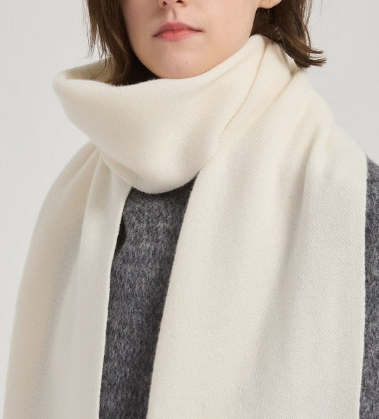 Modern Wool Scarf for Women, Cold Weather Scarves, Winter Cashmere Scarf, Casual Scarf for Women, Birthday Gift for Girl, White Soft Wool Scarf for Women-Grace Painting Crafts
