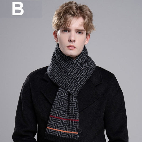 Men's Winter Scarf, Thick Wool Scarf for Men, Modern Casual Scarf Men, Formal Men Scarf Styles, Men's Wool Scarf Winter, Business Wool Scarf for Gentleman-Grace Painting Crafts