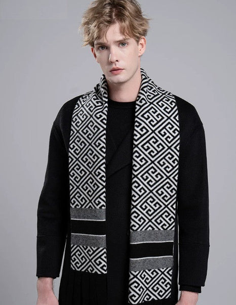 Formal Men Scarf Styles, Men's Wool Scarf Winter, Modern Casual Scarf Men, Men's Winter Scarf, Thick Wool Scarf for Men, Business Wool Scarf for Gentleman-Grace Painting Crafts