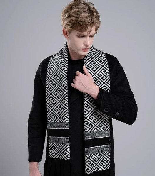 Formal Men Scarf Styles, Men's Wool Scarf Winter, Modern Casual Scarf Men, Men's Winter Scarf, Thick Wool Scarf for Men, Business Wool Scarf for Gentleman-Grace Painting Crafts