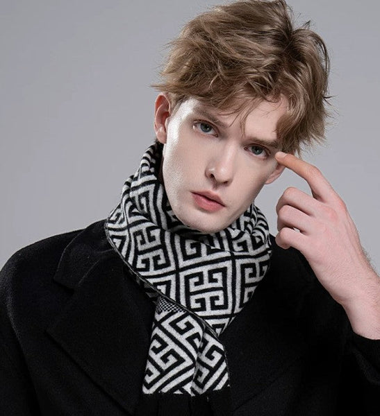 Formal Men Scarf Styles, Men's Wool Scarf Winter, Modern Casual Scarf Men, Men's Winter Scarf, Thick Wool Scarf for Men, Business Wool Scarf for Gentleman-Grace Painting Crafts