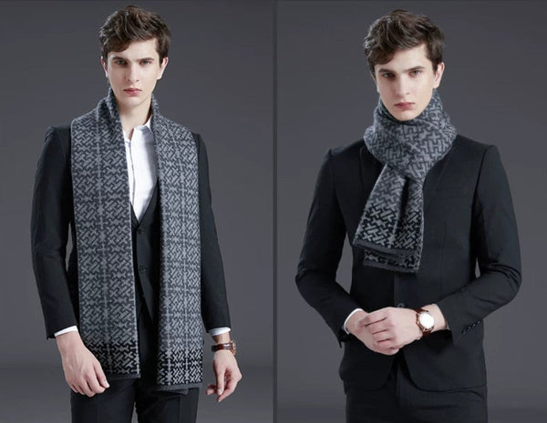 Formal Men Scarf Styles, Men's Winter Scarves, Thick Wool Scarf for Men, Modern Business Wool Scarf for Gentleman, Soft Casual Scarf Men, Men's Winter Wool Scarf-Grace Painting Crafts