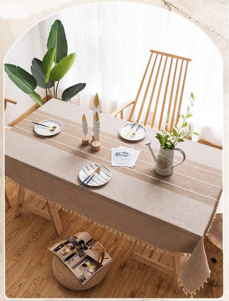 Rectangular Tablecloth for Oval Table, Kitchen Rectangular Table Covers, Modern Table Cloths for Dining Room, Farmhouse Cotton and Linen Tablecloths-Grace Painting Crafts