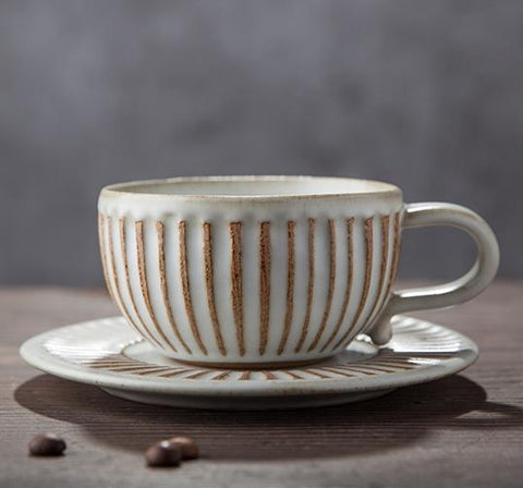 Breakfast Milk Cups, Latte Coffee Cup, Tea Cup, Coffee Cup and Saucer Set，Cappuccino Coffee Mug-Grace Painting Crafts
