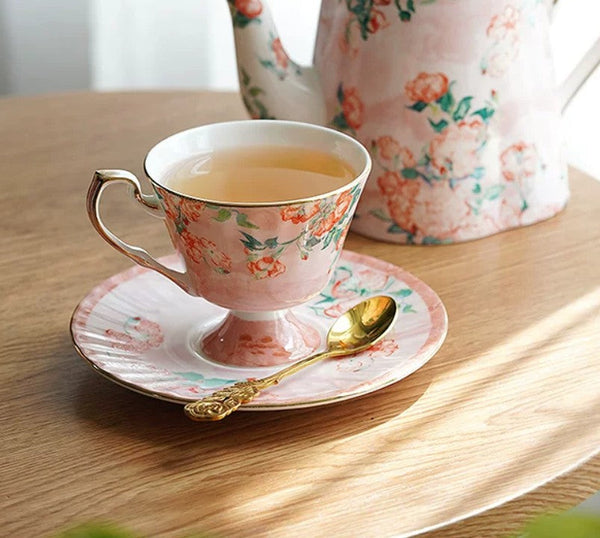 Ceramic Tea Cup Set, Luxury Tea Cup with Saucer, Elegant Coffee Cup, Porcelain Tea cups, British Tea Cup Set, Afternoon Tea Cup with Saucer Set-Grace Painting Crafts