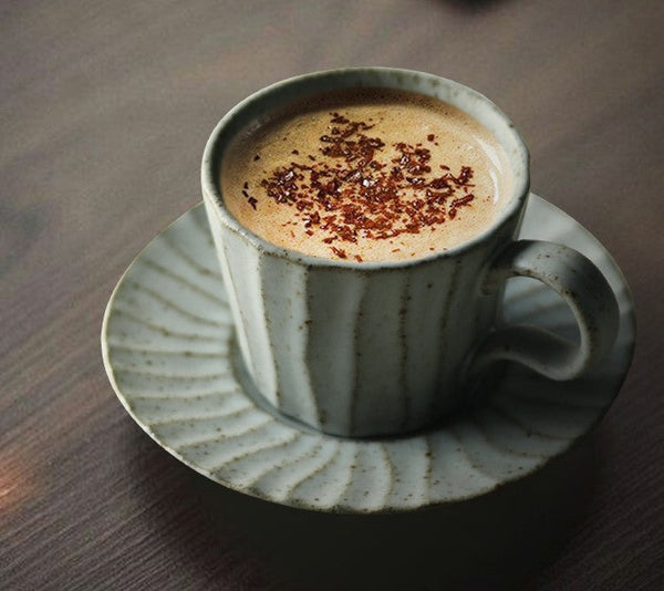 Unique Tea Cup and Saucer, Modern Tea Cup Set for Traditional Afternoon Tea, Handmade Pottery Coffee Cup, Creative Ceramic Coffee Cup with Saucer-Grace Painting Crafts