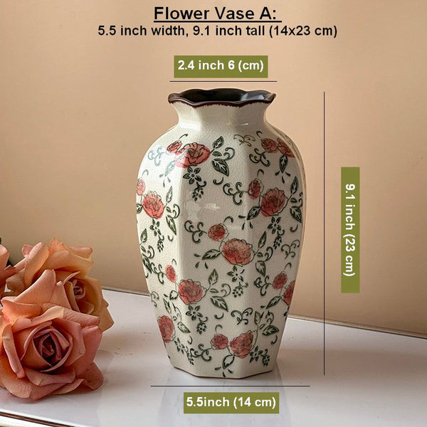 Rustic Porcelain Flower Vases, Handmade Water Holding Flower Vases, Ceramic Bouquet Vases, Tall Flower Vases on Table-Grace Painting Crafts
