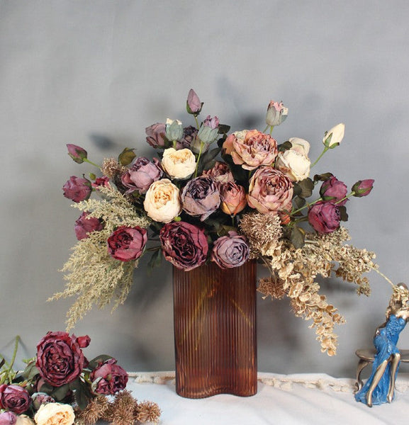 Beautiful Modern Artificial Floral Arrangement for Bedroom, Peony Flowers Arrangement Interior Design, Large Faux Silk Floral Bouquet Table Centerpiece-Grace Painting Crafts