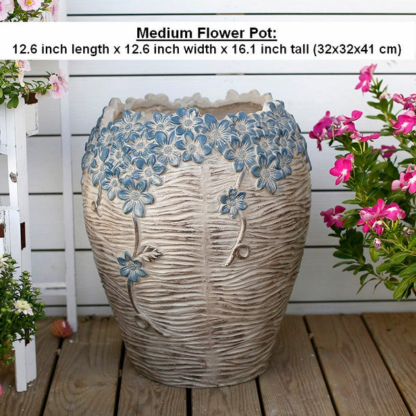 Extra Large Garden Flower Planters, Oversized Garden Flower Pot, Garden Ornaments, Large Resin Gardern Flower Planter, Modern Outdoor Garden Flower Pots-Grace Painting Crafts