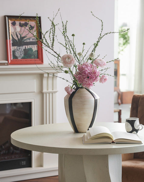 Centerpiece Ceramic Bouquet Vases, Porcelain Vases for Modern Home Decor, Large Contemporary Vases on Dining Table, Handmade Modern Flower Vase-Grace Painting Crafts