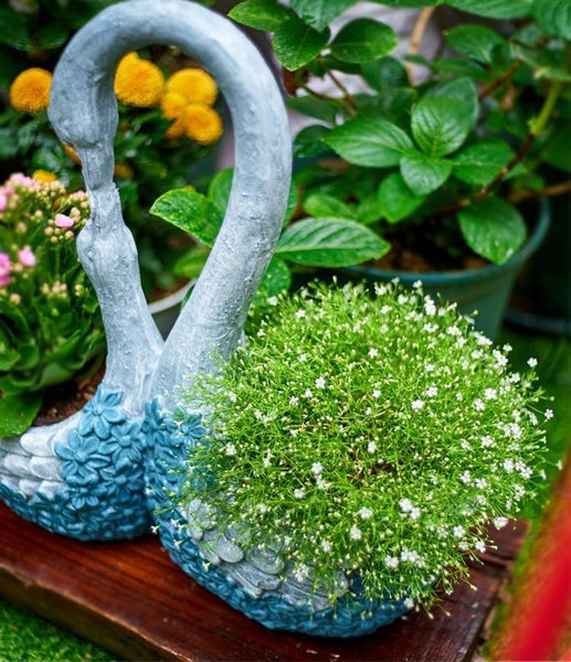 Large Mother and Baby Swans for Garden, Swan Flowerpot, Animal Statue for Garden Courtyard Ornament, Villa Outdoor Decor Gardening Ideas-Grace Painting Crafts