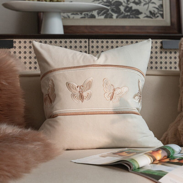 Decorative Pillow Arrangement Ideas for Couch, Modern Decorative Pillows for Bedroom, Embroidered Butterfly Pillow Covers, Large Decorative Throw Pillows for Living Room-Grace Painting Crafts