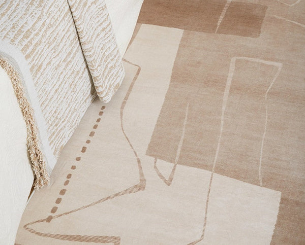 Unique Geometric Modern Rugs under Dining Room Table, Brown Modern Carpets for Office, Abstract Modern Rugs for Living Room, Contemporary Modern Rugs Next to Bed-Grace Painting Crafts