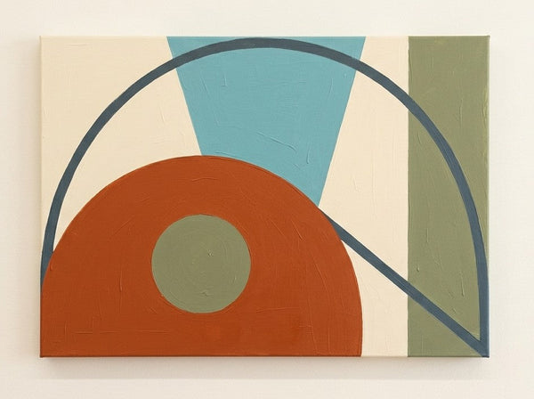 Geometric Abtract Art for Mid-Century Contemporary Living Room, Original Modern Canvas Wall Art, Terracotta, Blue, Green Color-Grace Painting Crafts