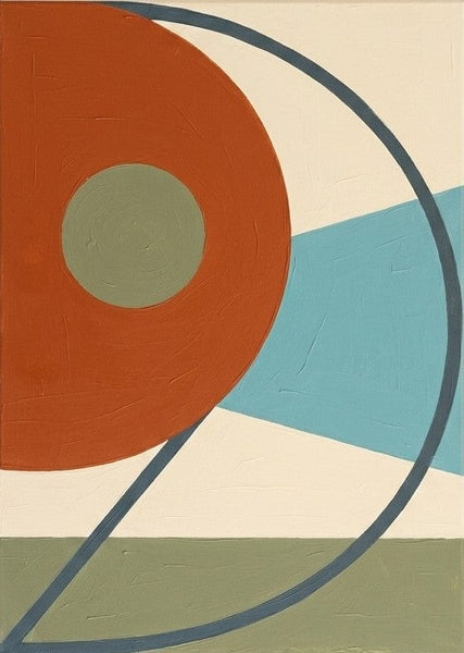 Geometric Abtract Art for Mid-Century Contemporary Living Room, Original Modern Canvas Wall Art, Terracotta, Blue, Green Color-Grace Painting Crafts