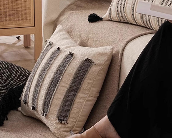 Large Throw Pillow for Interior Design, Large Square Modern Throw Pillows for Couch, Contemporary Modern Sofa Pillows for Bedroom, Simple Decorative Throw Pillows-Grace Painting Crafts