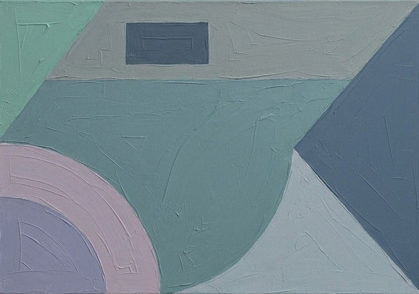 Contemporary Canvas Wall Art, Geometric Pattern Abtract Art for Retro Modern Living Room, Blue, Mint Green, Pink-Purple Color-Grace Painting Crafts