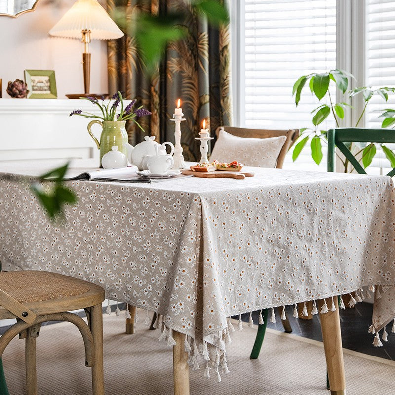Rustic Flower Pattern Table Covers for Kitchen, Large Rectangle Tablecloth for Dining Room Table, Linen Rectangular Tablecloth for Oval Table, Country Farmhouse Tablecloth-Grace Painting Crafts