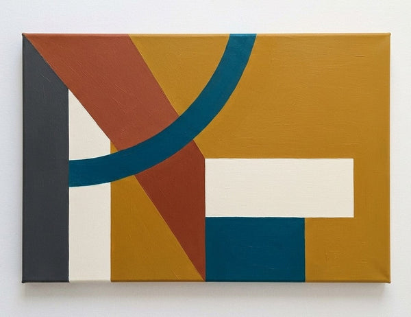 Blue, Yellow, Terracotta Colors, Geometric Pattern Modern Artwork, Original Abstract Wall Art Paintings, Oversized Modern Canvas Art-Grace Painting Crafts