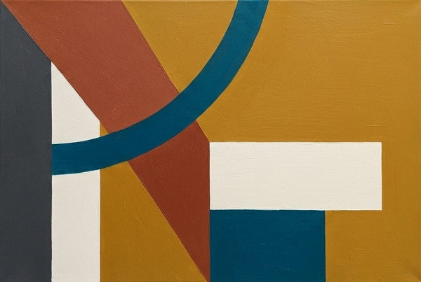 Blue, Yellow, Terracotta Colors, Geometric Pattern Modern Artwork, Original Abstract Wall Art Paintings, Oversized Modern Canvas Art-Grace Painting Crafts