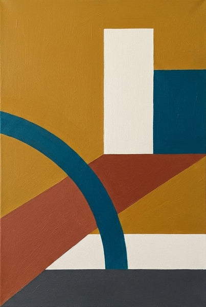Blue, Yellow, Terracotta Colors, Geometric Pattern Modern Artwork, Original Abstract Wall Art Paintings, Oversized Modern Canvas Art-Grace Painting Crafts